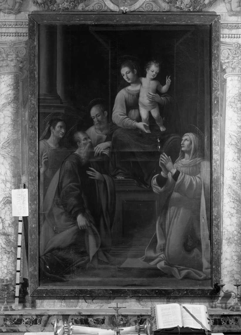 Madonna con Bambino e Santi (dipinto) di Barbiani Giovanni Battista (attribuito) (sec. XVII)