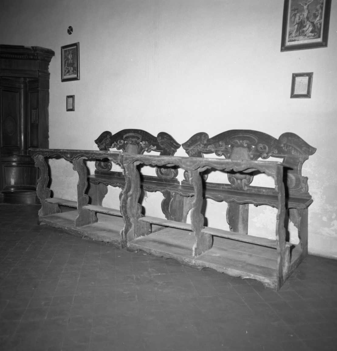 panca con inginocchiatoio, coppia - bottega romagnola (inizio sec. XVIII)