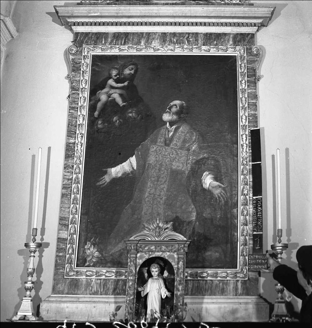 Madonna con Bambino e San Filippo Neri (dipinto) - ambito bolognese (seconda metà sec. XVII)