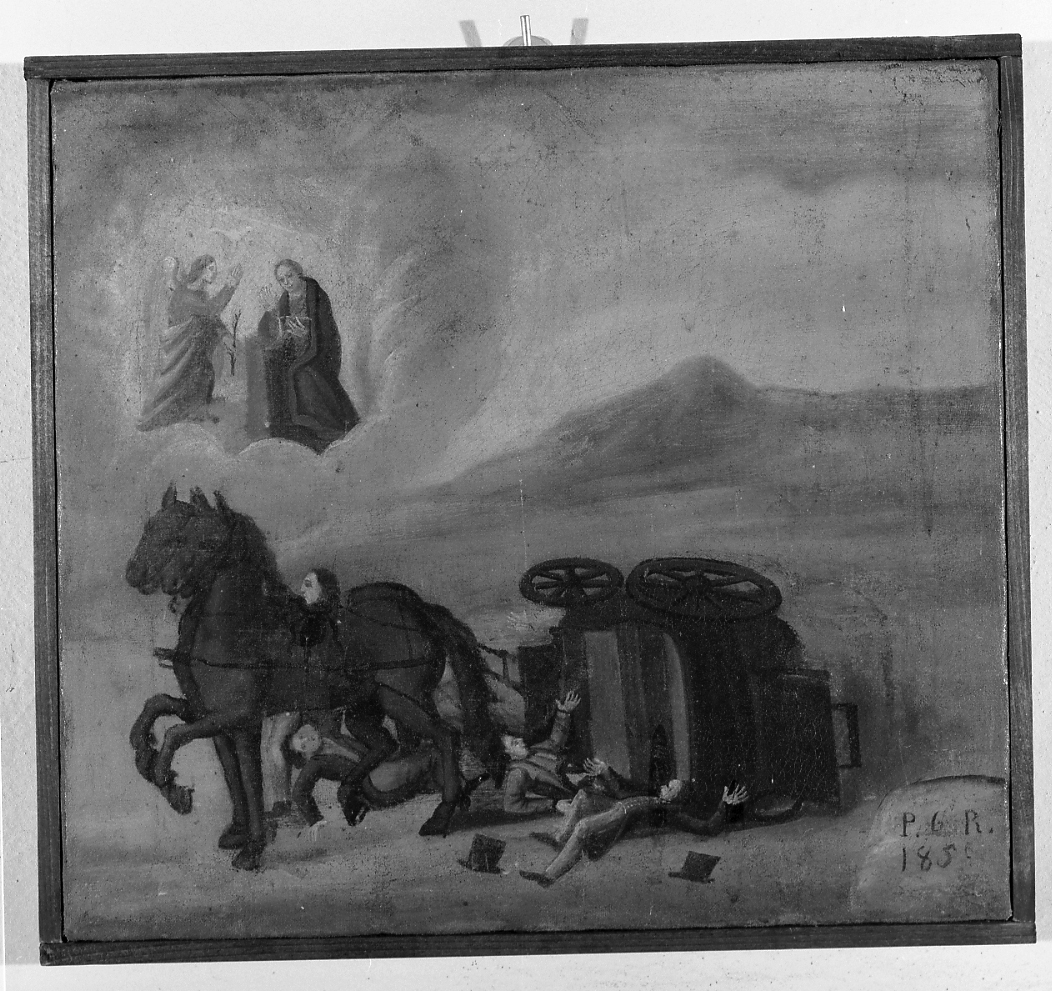 Miracolo della Madonna delle Grazie, incidente con carrozza (ex voto) - ambito riminese (sec. XIX)