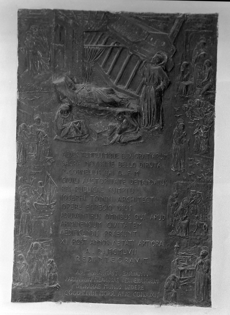 episodi della vita di San Francesco d'Assisi (rilievo) di Morri Elio (sec. XX)