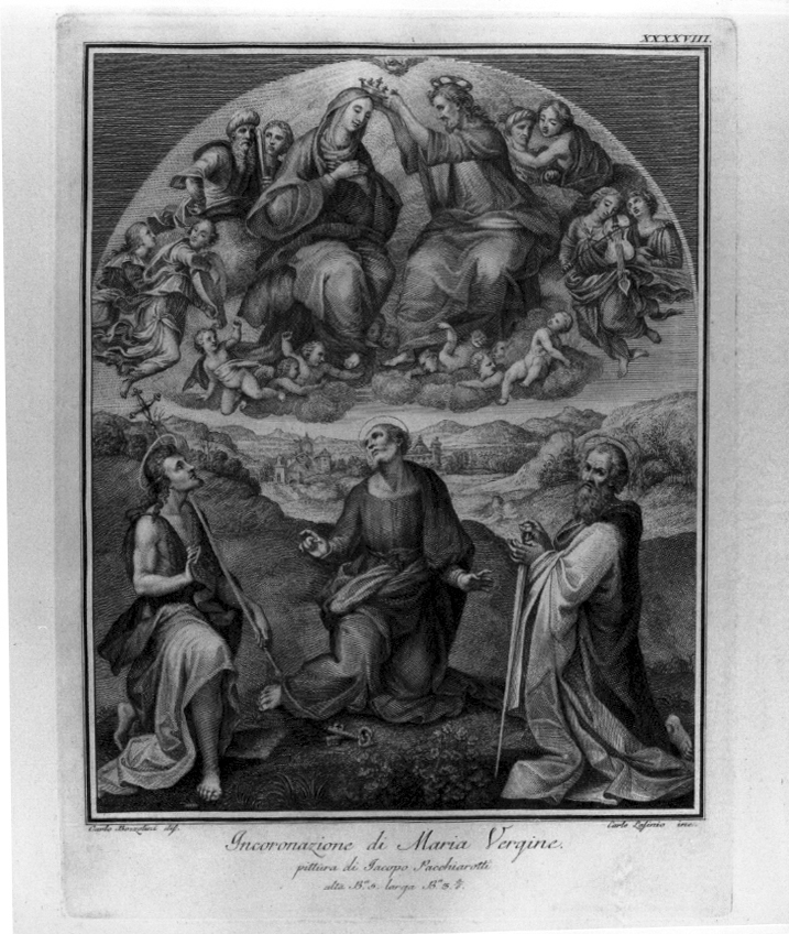 incoronazione di Maria Vergine (dipinto, elemento d'insieme) di Lasinio Carlo (sec. XVIII)