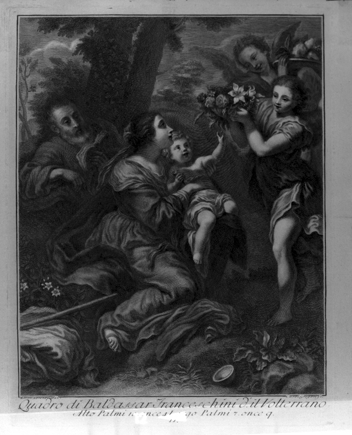 riposo nella fuga in Egitto (dipinto) di Gregori Carlo (terzo quarto sec. XVIII)
