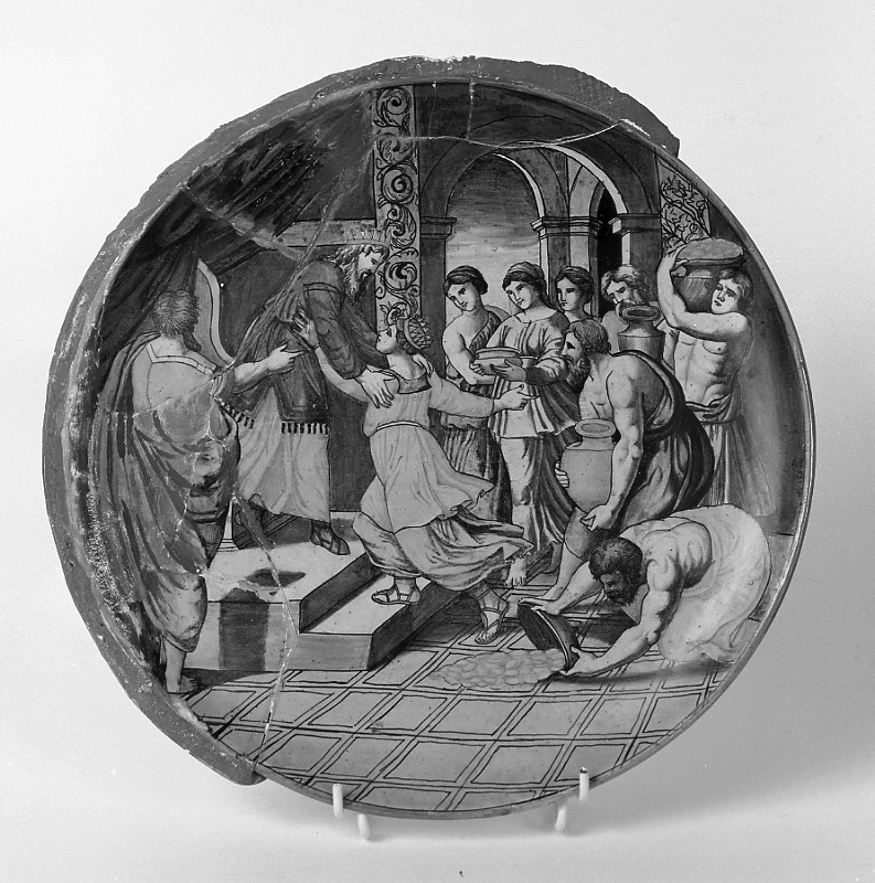 Salomone e la regina di Saba (piatto) - manifattura urbinate (sec. XVII)