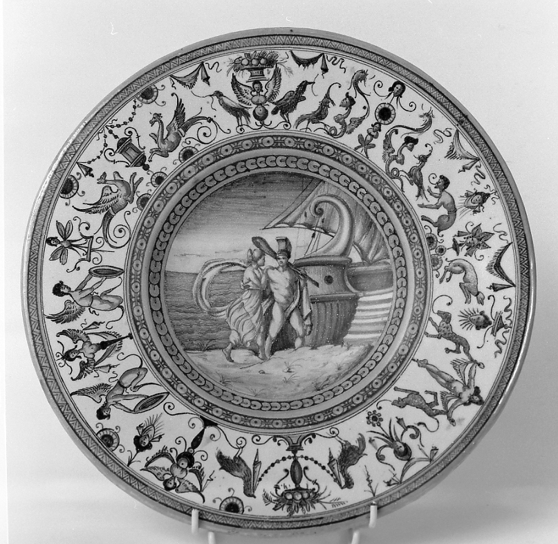 Paride ed Elena (piatto) - manifattura faentina (sec. XVIII)