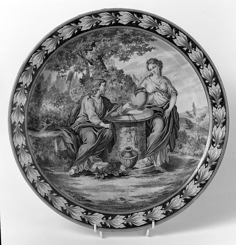 Cristo e la samaritana (piatto) - manifattura italiana (secc. XVIII/ XIX)