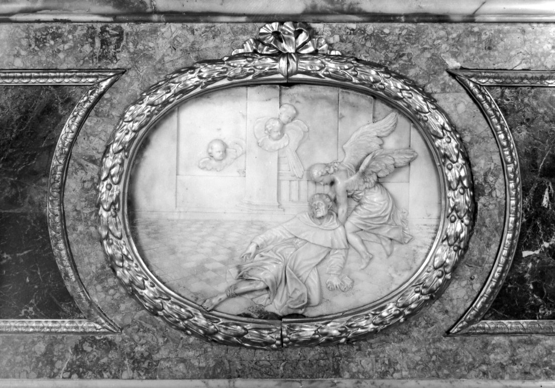 San Pellegrino sorretto da un angelo (rilievo) di Toschini Domenico (sec. XVIII)