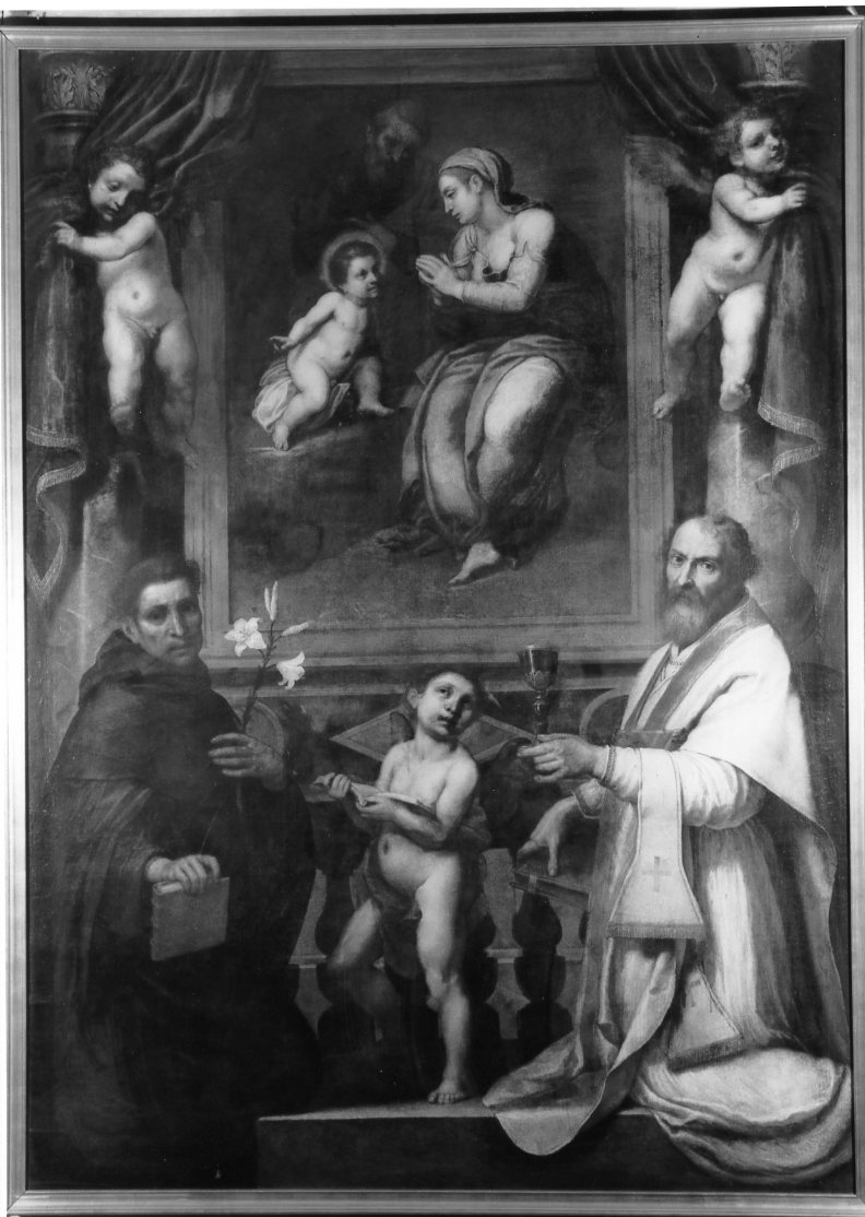 Madonna della Ghiara con il Beato Andrea Avellino e il Beato Gioacchino Piccolomini (dipinto) di Cresti Domenico detto Passignano (sec. XVII)