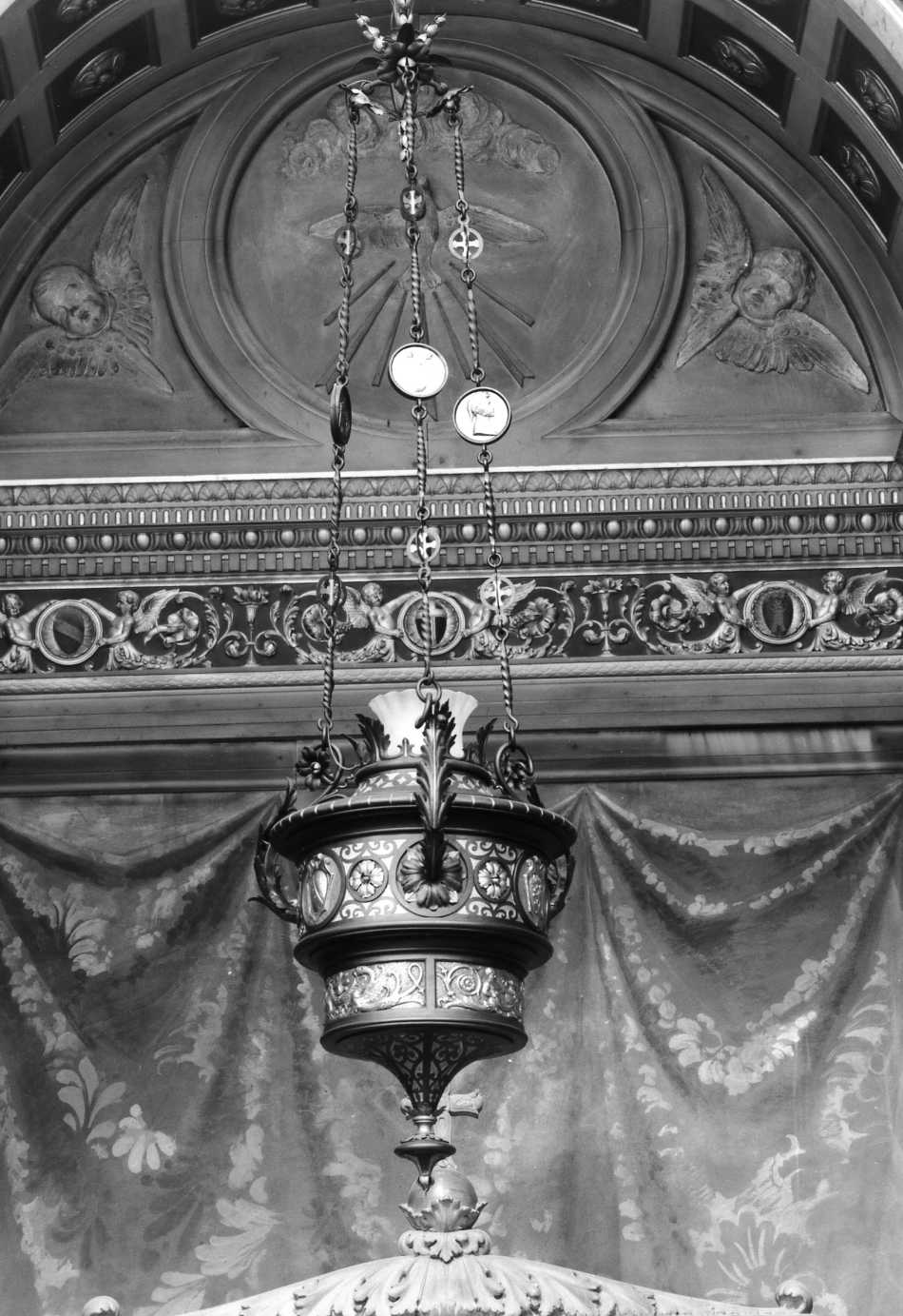 lampada pensile - bottega faentina (sec. XX)