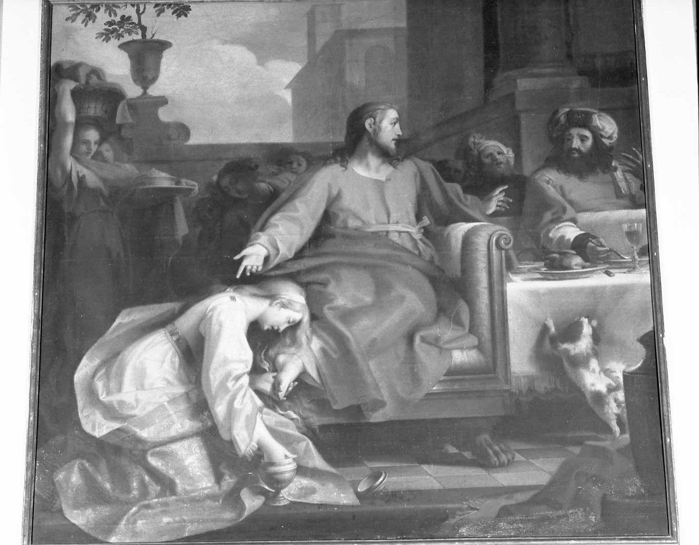 Santa Maria Maddalena unge i piedi di Cristo (dipinto) di Sciacca Tommaso Maria (sec. XVIII)