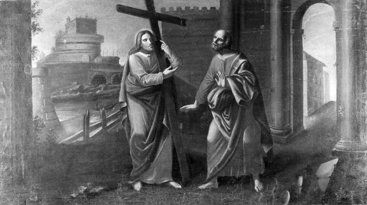 Cristo appare a San Pietro alle porte di Roma (dipinto) - ambito romagnolo (fine/inizio secc. XVIII/ XIX)