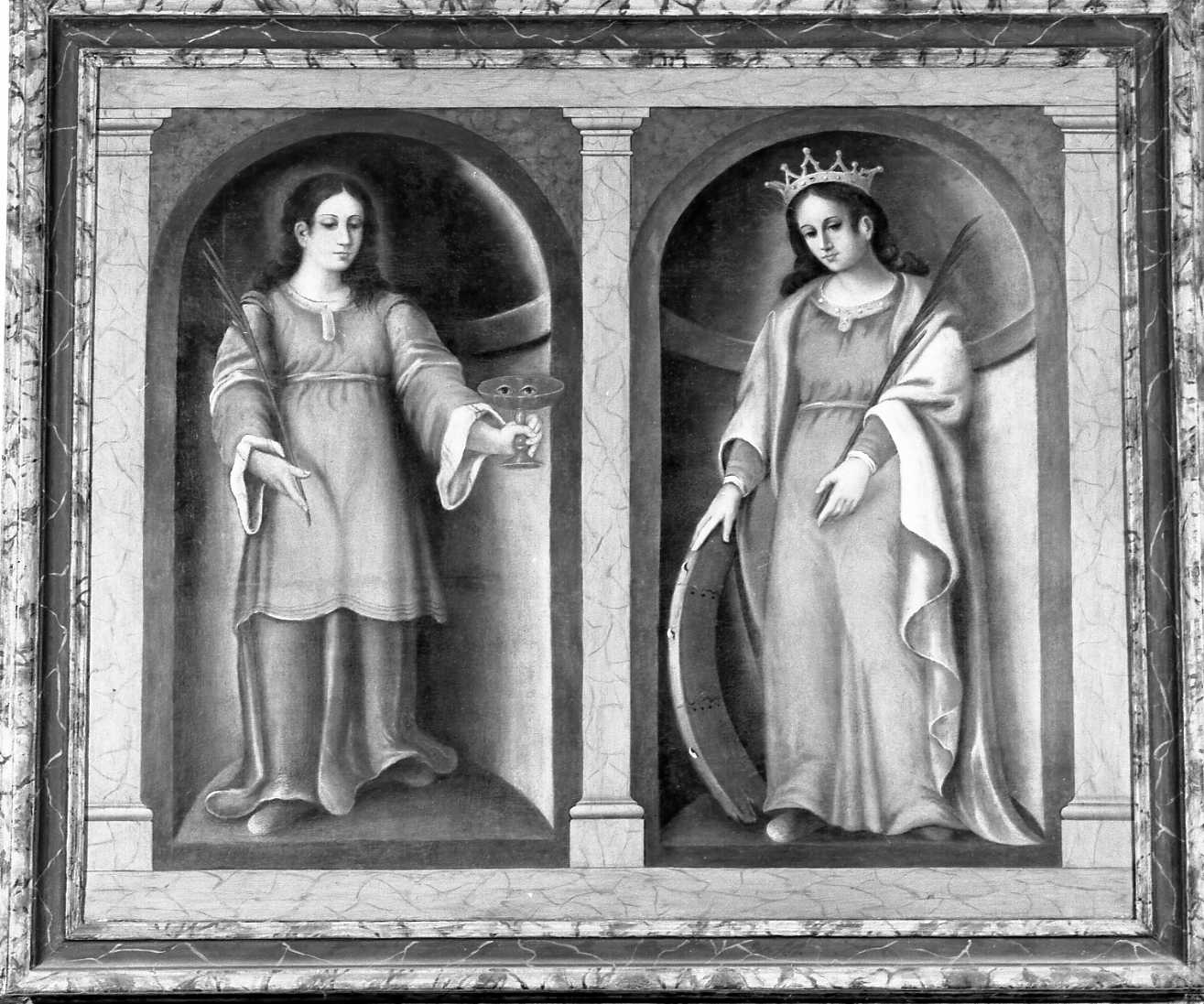 Le SS. Caterina e Lucia, Sante (dipinto) di Cagnolino Giacomo (sec. XVII)