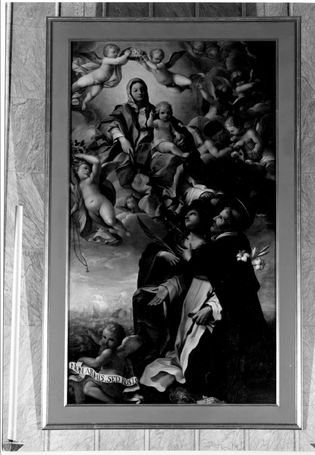 Madonna del Rosario (dipinto) di Mezzogori Cesare (sec. XVII)