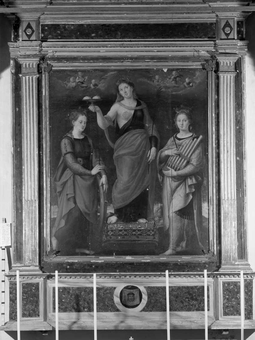 Sant'Agata, Santa Caterina d'Alessandria e Santa Cecilia, Sante (pala d'altare) di Longhi Luca (sec. XVI)