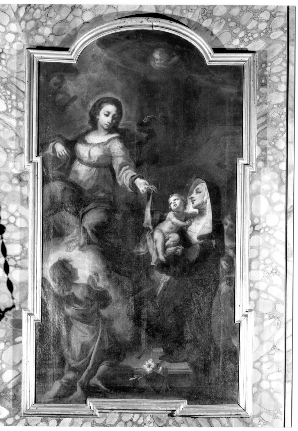 Santa Caterina de' Vigri riceve dalla Madonna il Bambino Gesù (dipinto) di Ghedini Giuseppe Antonio (metà sec. XVIII)