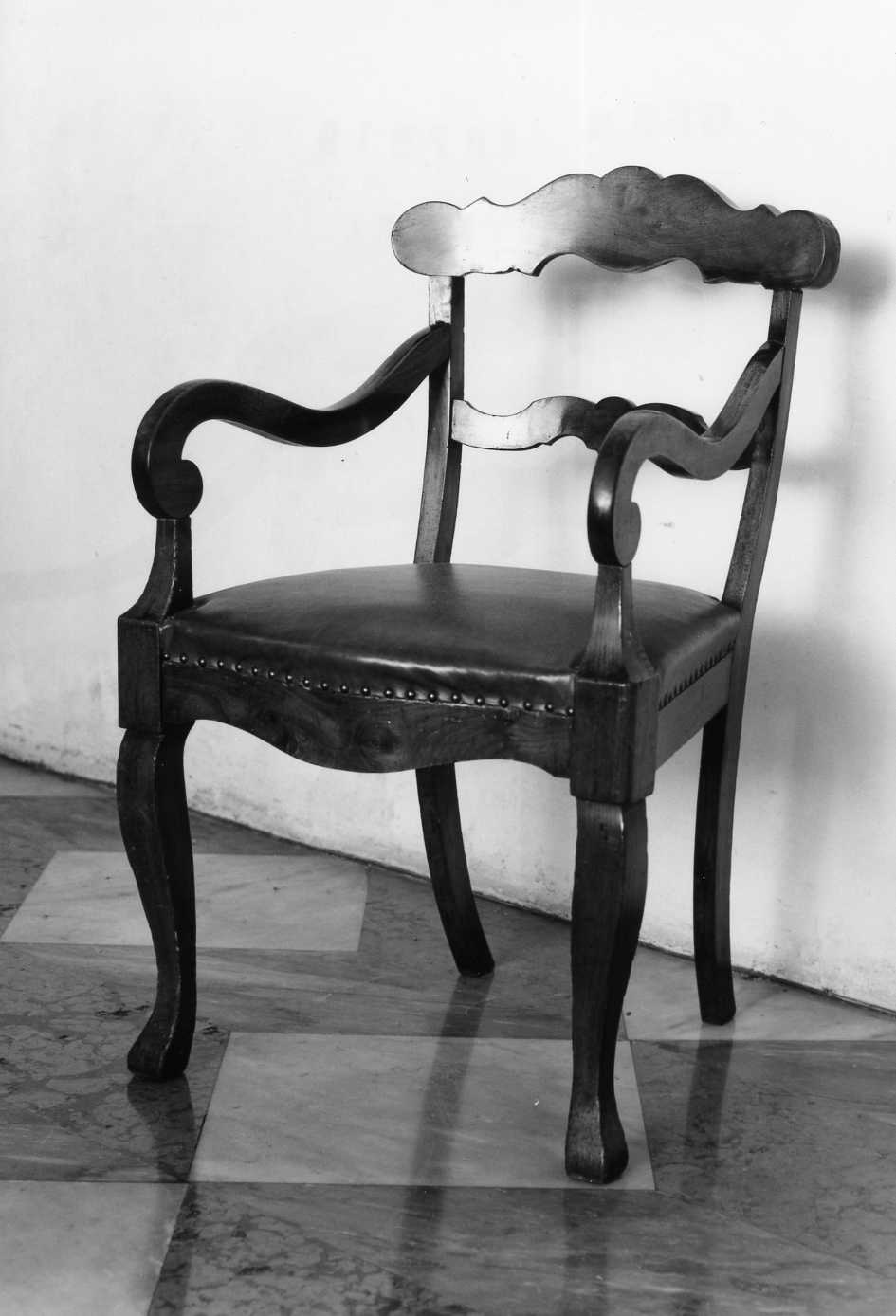 sedia - a braccioli - bottega romagnola (seconda metà sec. XIX)