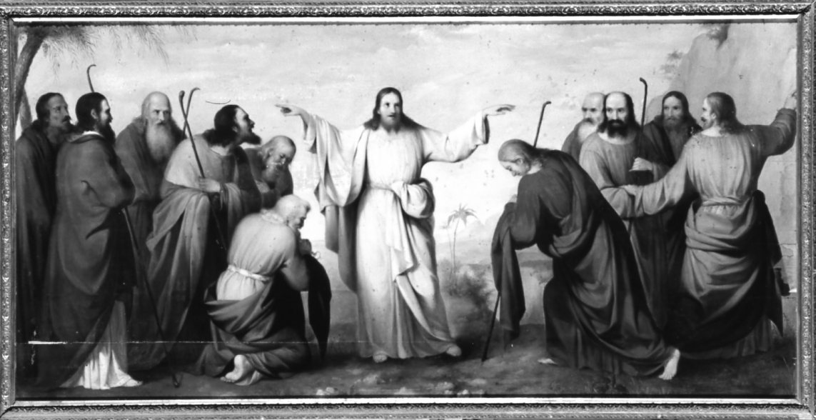 Cristo benedicente tra gli apostoli (dipinto) di Serrazanetti Gaetano (sec. XIX)