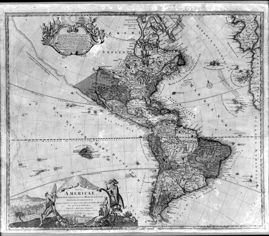 America (incisione) di Homann Johann Baptist (sec. XVIII)