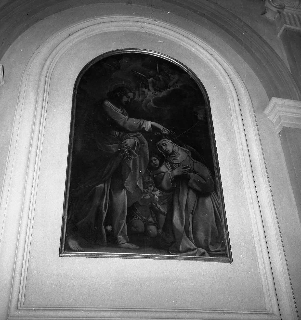 Santa Caterina da Siena incoronata di spine (dipinto) di Tiarini Alessandro (prima metà sec. XVII)
