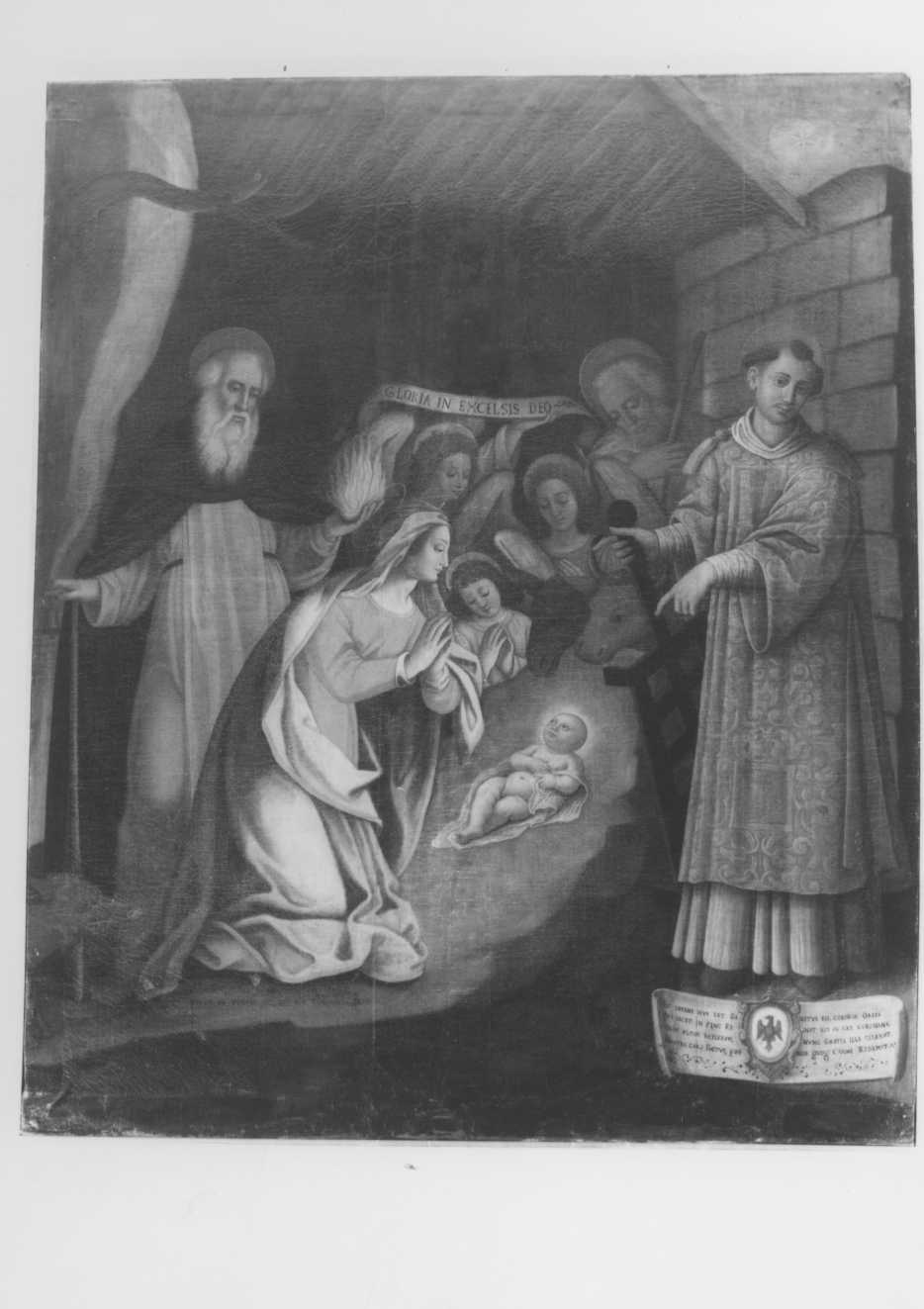 adorazione di Gesù Bambino (dipinto) - ambito romagnolo (sec. XVII)