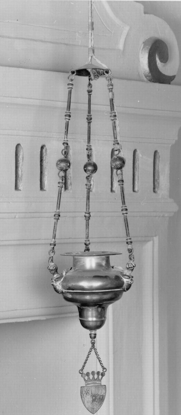 lampada pensile - manifattura emiliana (primo quarto sec. XX)