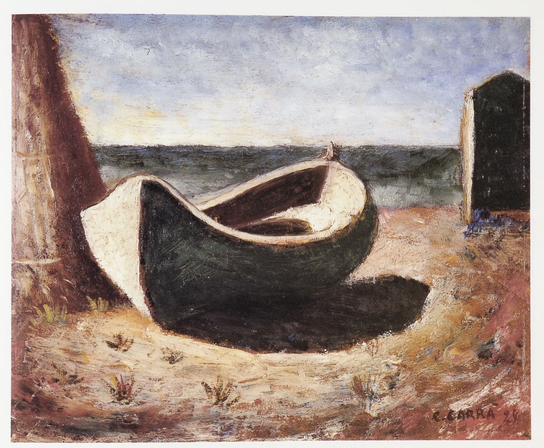 La barca, paesaggio marino con barca (dipinto) di Carrà Carlo (sec. XX)