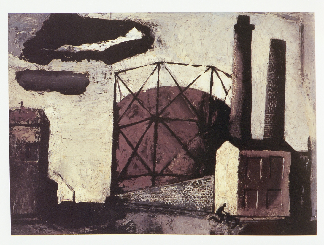 Gasometro, veduta di città (dipinto) di Sironi Mario (sec. XX)