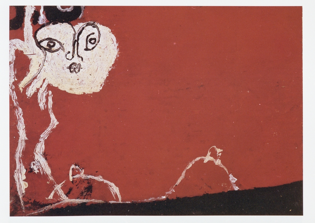 Amalasunta su fondo cinabro, composizione astratta (dipinto) di Licini Osvaldo (sec. XX)