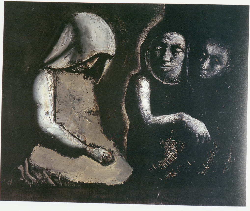 La penitente, figure femminili (dipinto) di Sironi Mario (sec. XX)