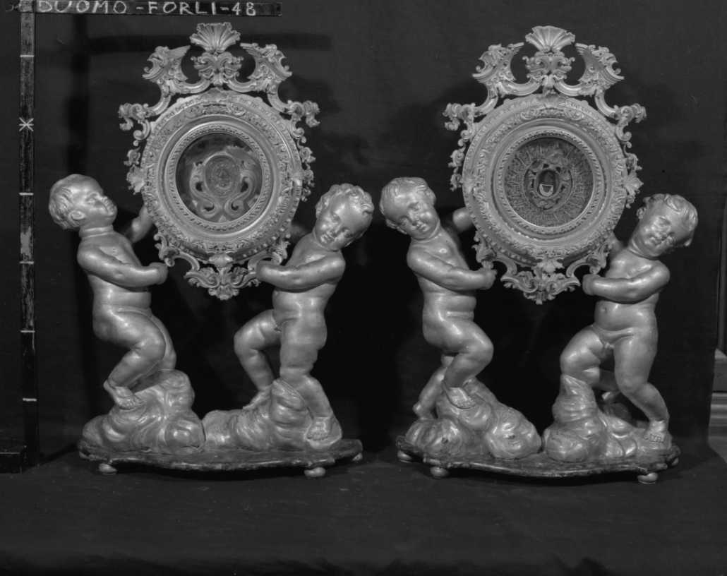 reliquiario, coppia - ambito romagnolo (seconda metà, prima metà sec. XVII, sec. XVIII)