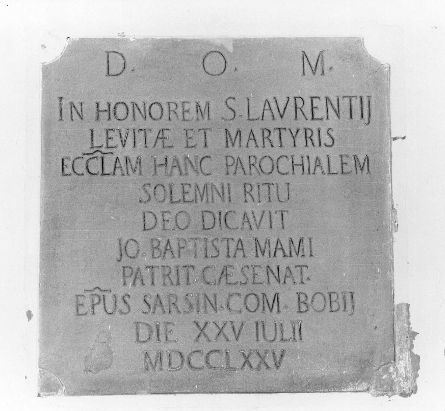 lapide commemorativa - produzione romagnola (sec. XVIII)