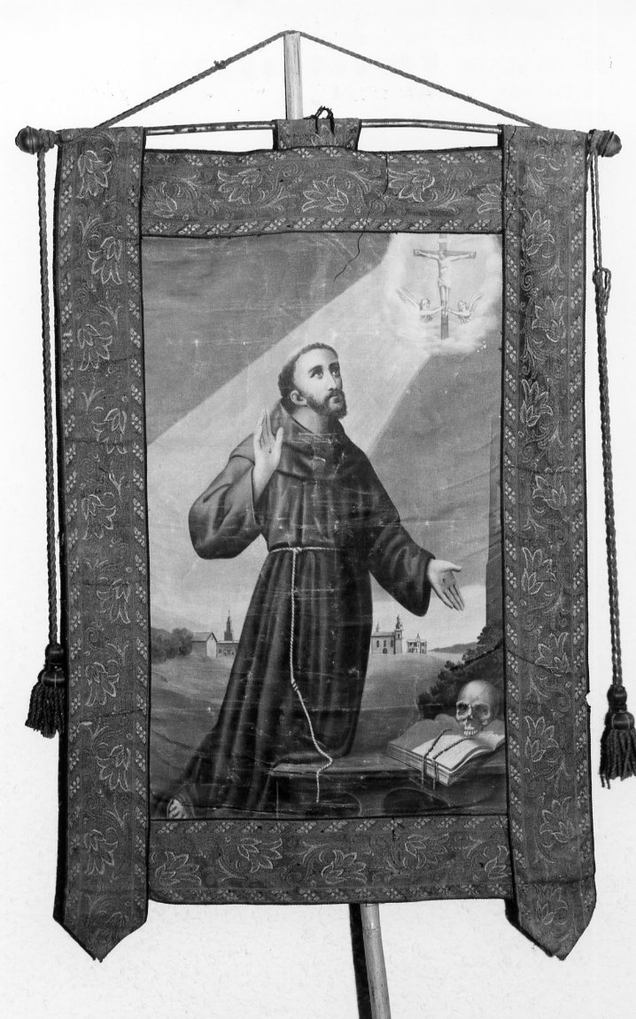 San Francesco d'Assisi riceve le stimmate (stendardo processionale) - ambito romagnolo (seconda metà sec. XIX)
