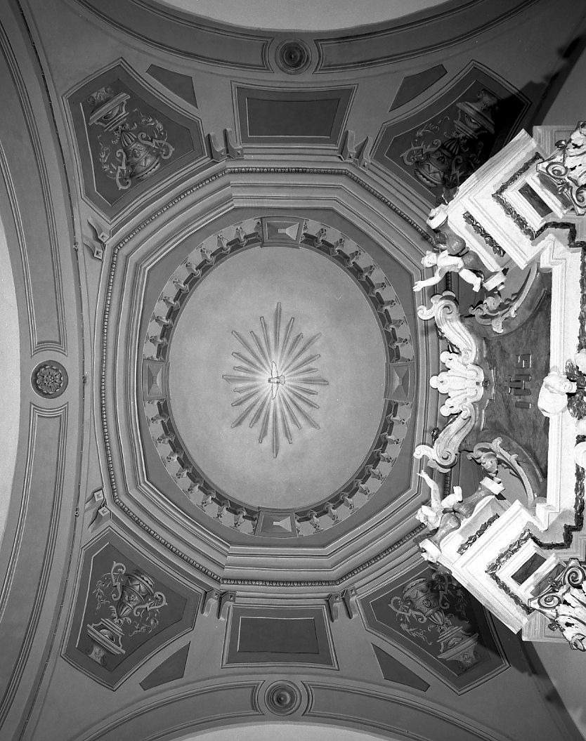 motivo decorativo a finta architettura; colomba dello Spirito Santo (dipinto) - ambito romagnolo (ultimo quarto sec. XIX)