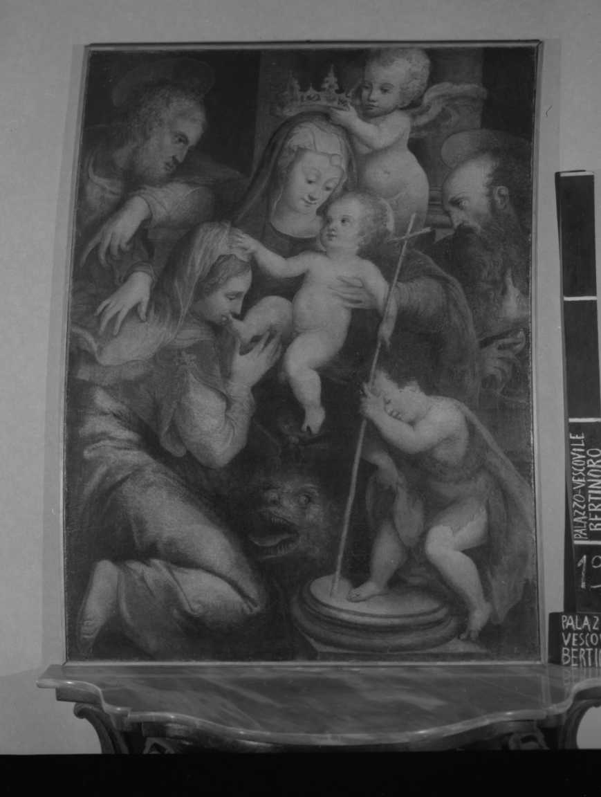 Madonna con Bambino e i Santi Paolo, Giovanni, Giuseppe e Caterina, Madonna con Bambino e Santi (dipinto) di Longhi Francesco (seconda metà sec. XVI)