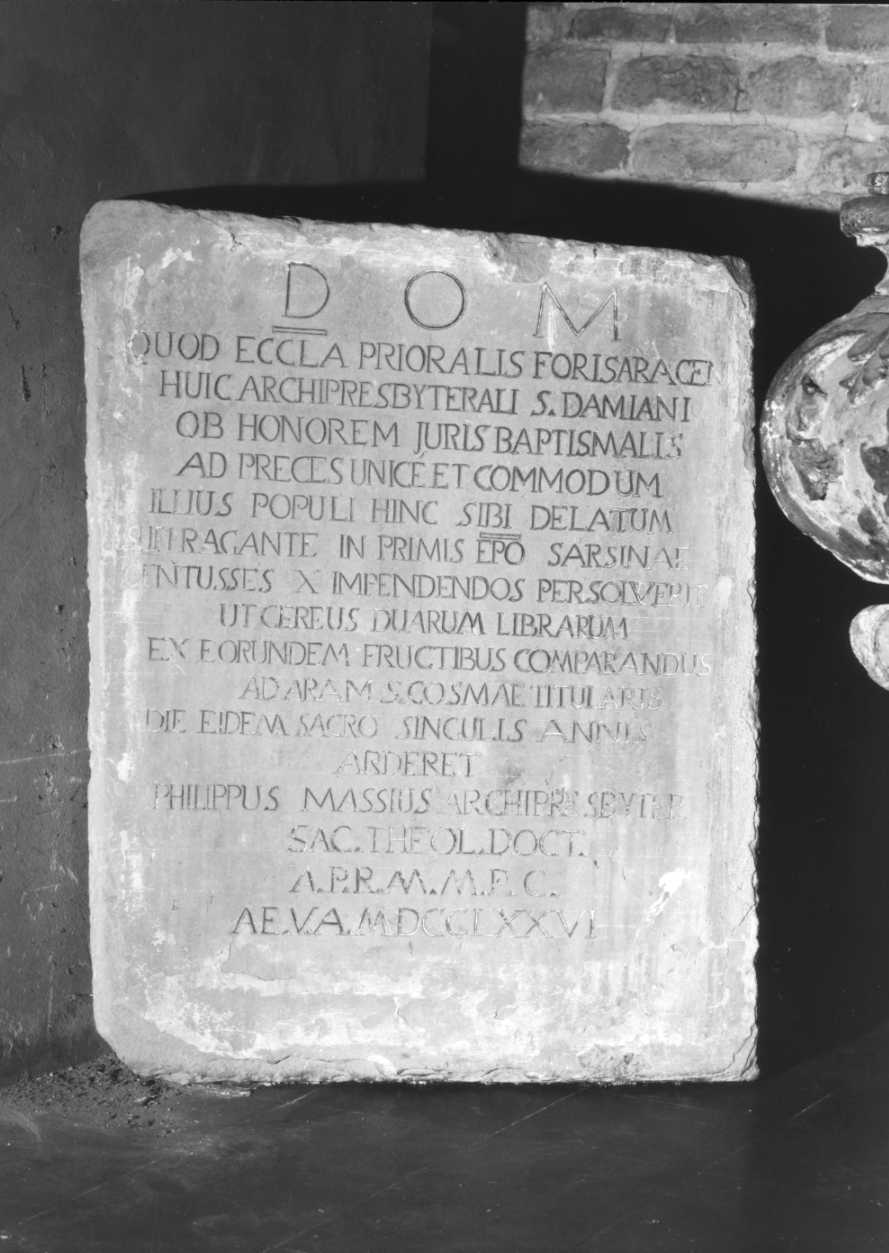 lapide commemorativa - manifattura forlivese (sec. XVIII)