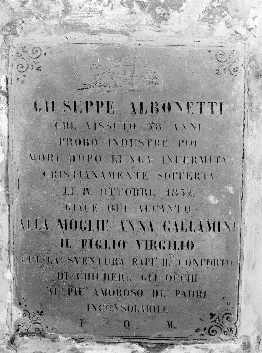 lapide tombale - bottega romagnola (sec. XIX)