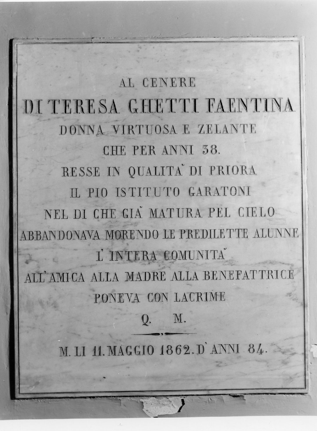 lapide tombale - bottega romagnola (sec. XIX)