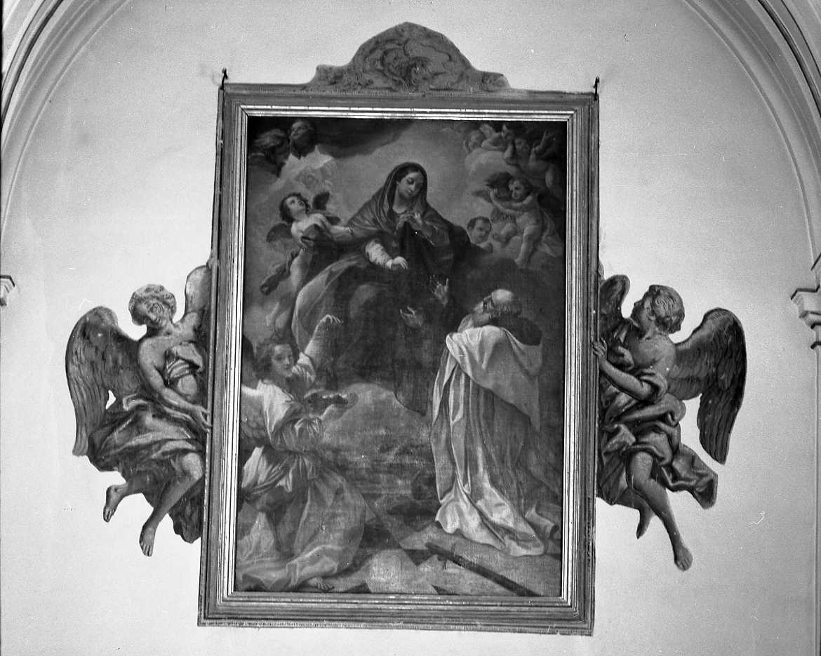 La Vergine del Carmine porge lo scapolare al beato Simone Stock (dipinto) di Benefial Marco (sec. XVIII)