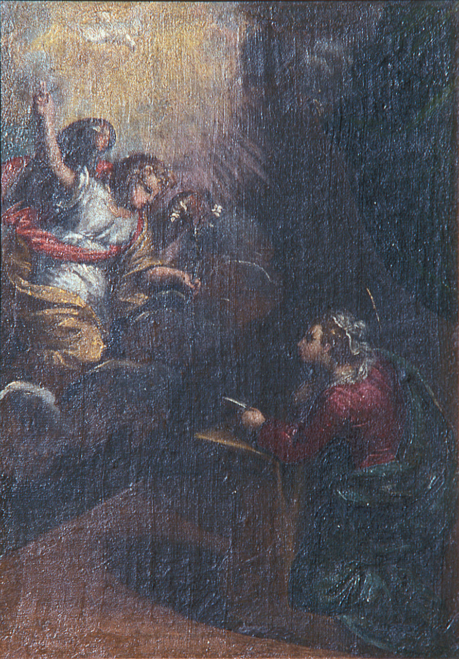 Maria riceve l'annuncio dell'Angelo (Annunciazione) (dipinto, elemento d'insieme) di Scarsella Ippolito detto Scarsellino (inizio sec. XVII)