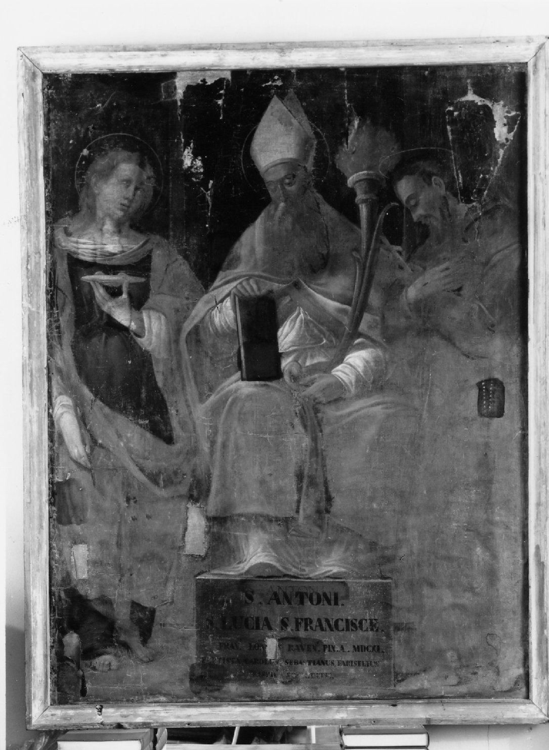 Santa Lucia, Sant'Antonio Abate e San Francesco d'Assisi (dipinto) di Longhi Francesco (sec. XVII)