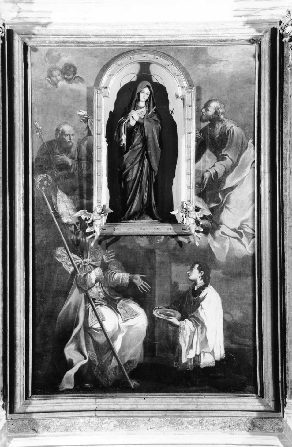 San Giuseppe, San Marco, San Liborio e un devoto (pala d'altare) di Andreini Francesco (sec. XVIII)