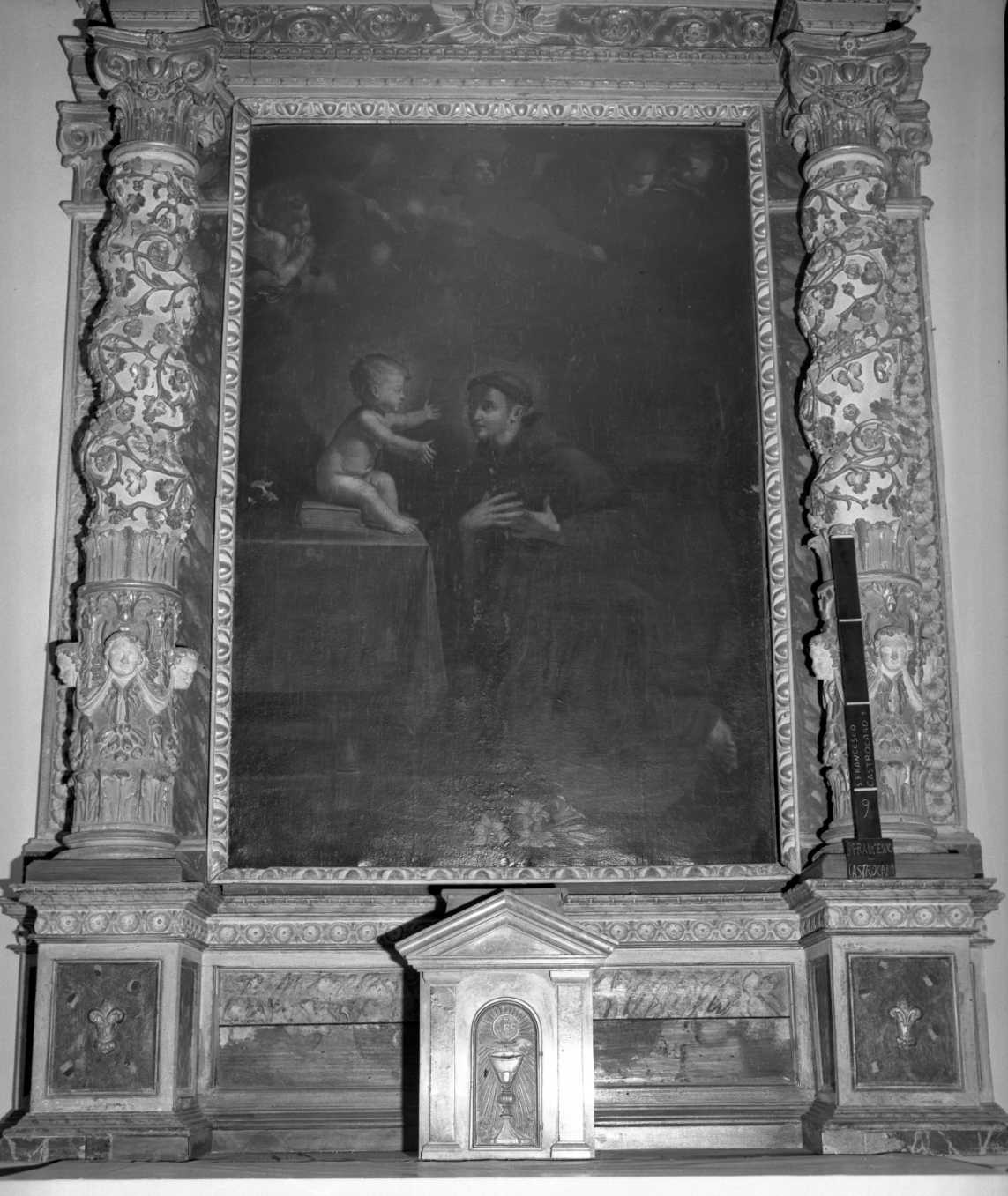 Sant'Antonio da Padova con il bambino (pala d'altare) di Galeppini Giuseppe Maria (sec. XVII)