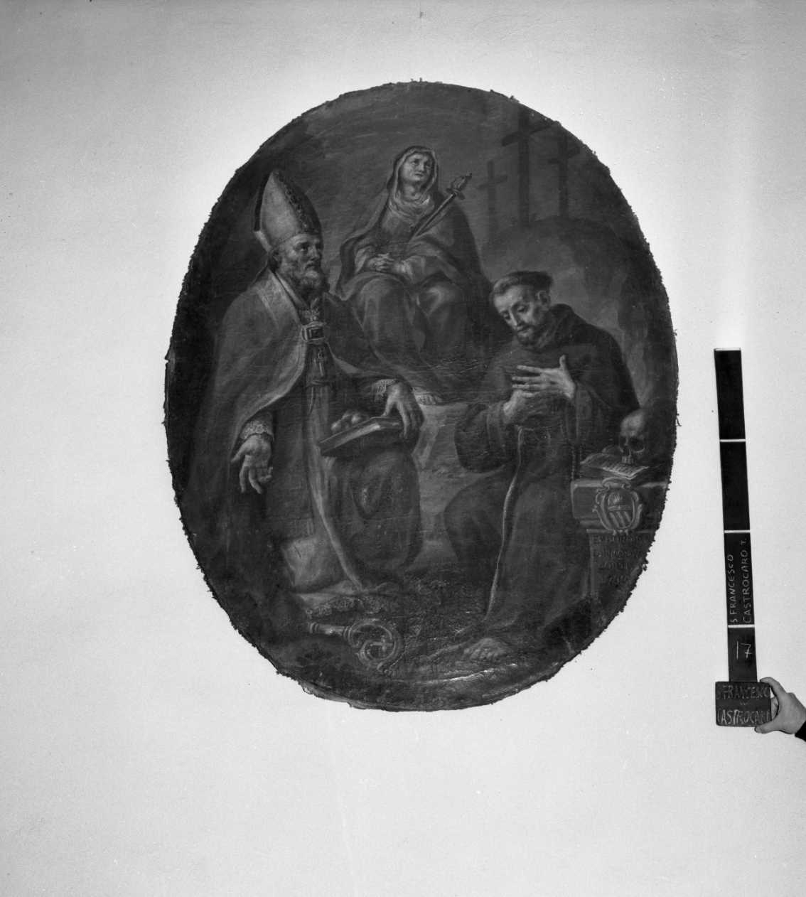 Madonna Addolorata e i SS. Francesco e Nicolò, Madonna Addolorata e Santi (dipinto) di Marchetti Giuseppe (sec. XVIII)