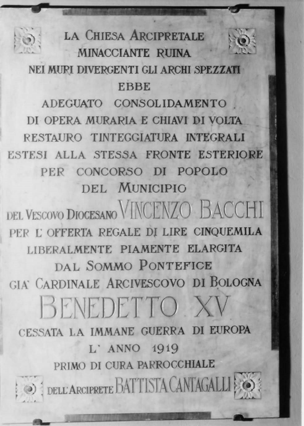 lapide celebrativa - bottega faentina (sec. XX)