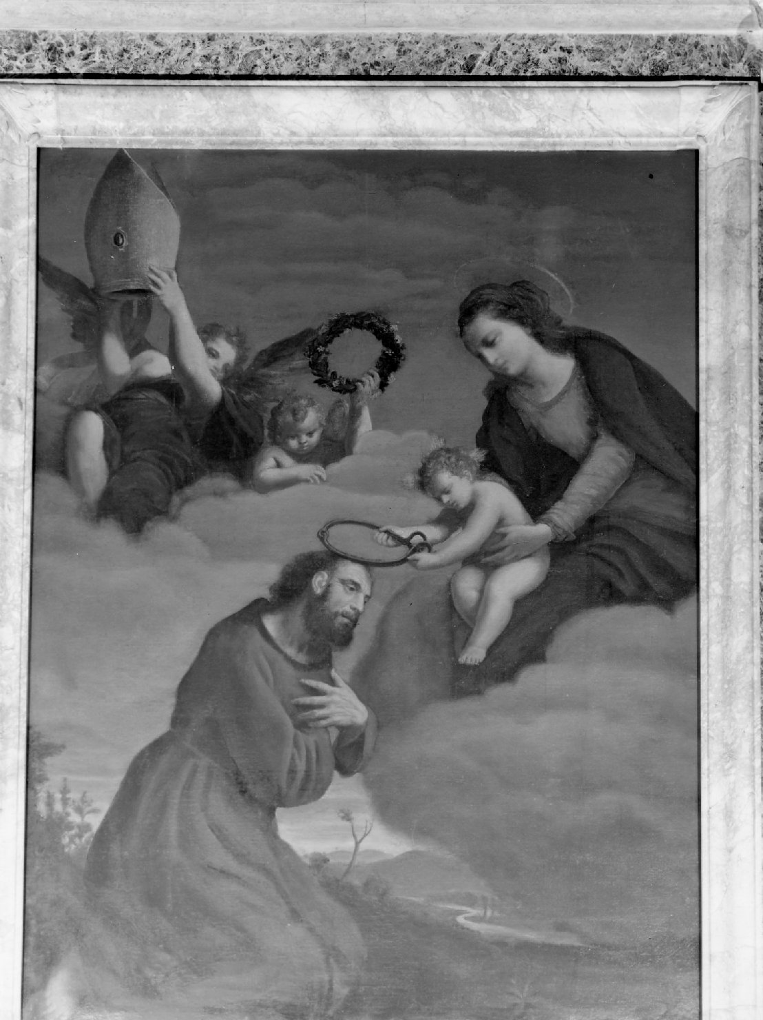 Madonna col Bambino e san Vicinio incoronato (dipinto) di Nagli Francesco detto Centino (sec. XVII)