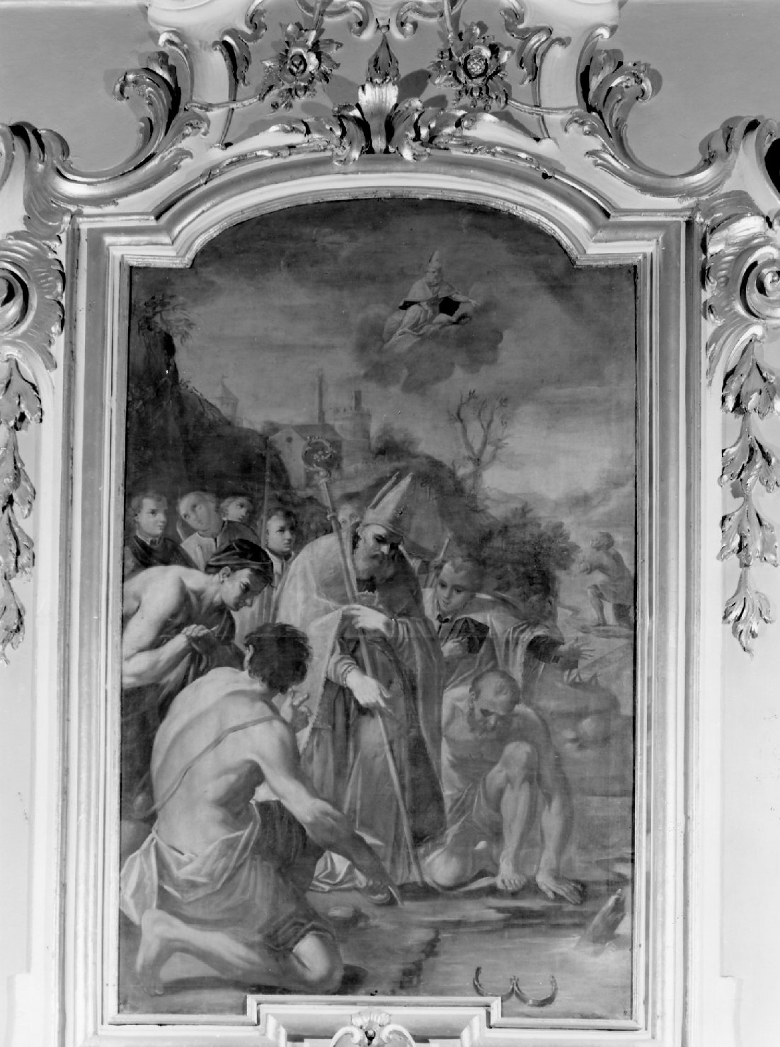 ritrovamento nelle acque del Savio della catena (dipinto) di Valbonesi Michele (sec. XVIII)