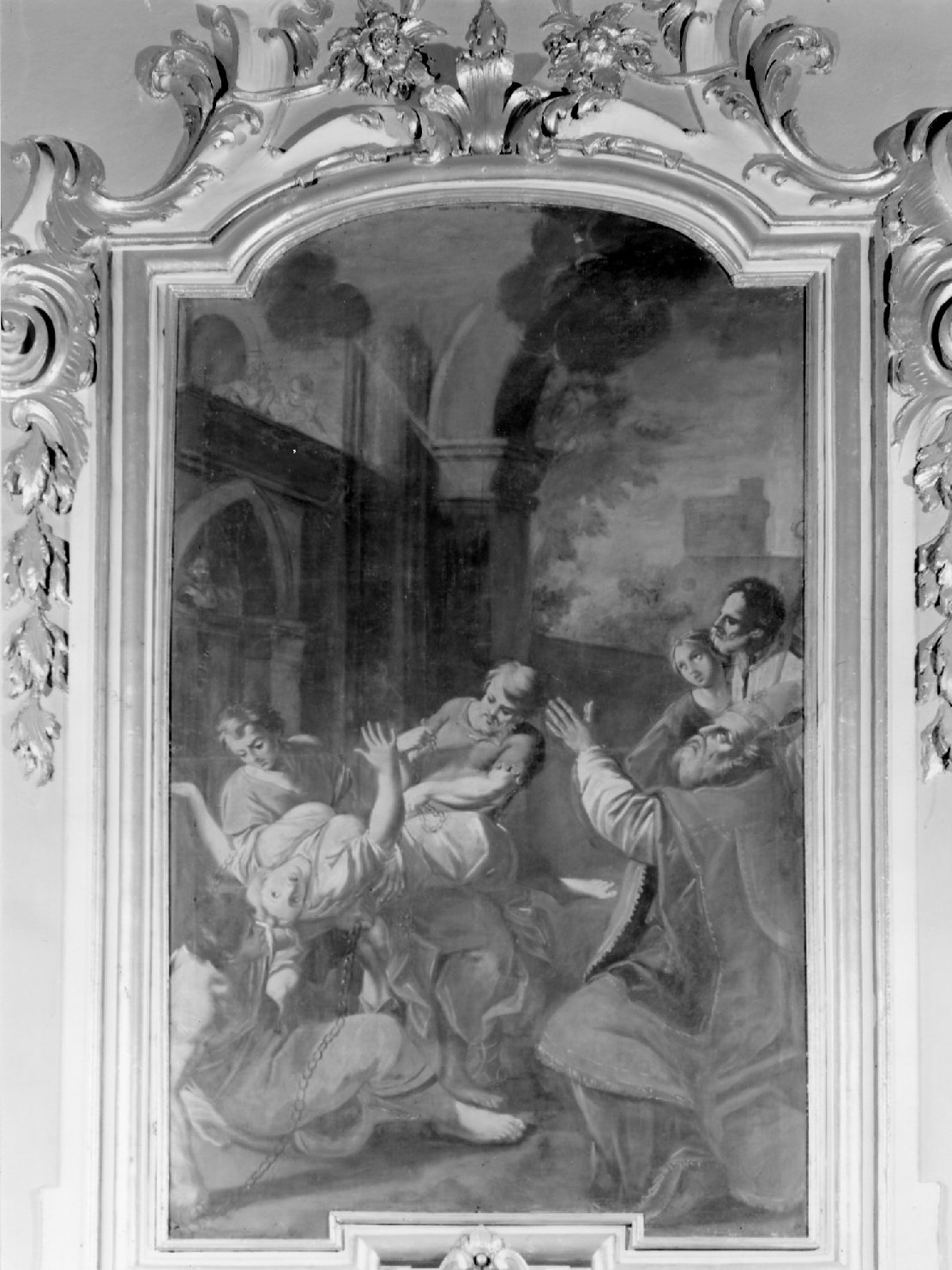 scomporsi di un'ossessa presso l'altare (dipinto) di Valbonesi Michele (seconda metà sec. XVIII)