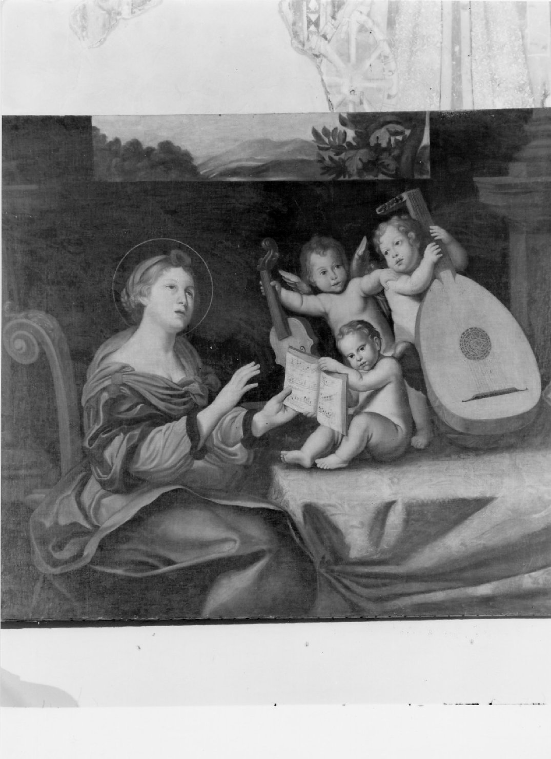 santa Cecilia seduta (dipinto) di Zampieri Domenico detto Domenichino (scuola) (sec. XVII)
