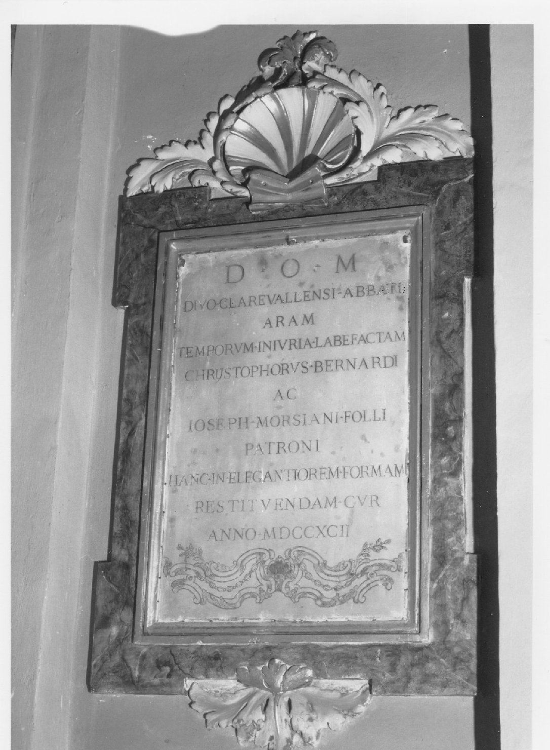 lapide celebrativa - bottega romagnola (sec. XVIII)