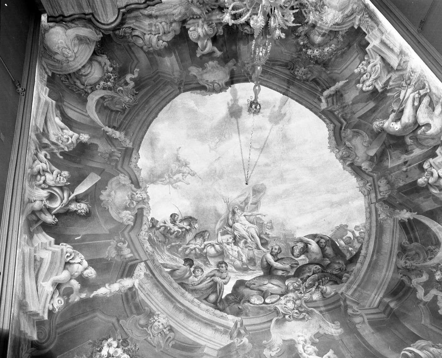 Olimpo (soffitto dipinto) di Bigari Vittorio Maria, Facchinetti Giuseppe (sec. XVIII)